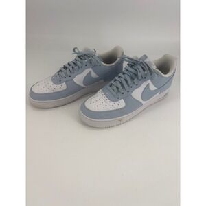 Nike Air‎ Force 1 Low White Ice Blue Leather Sneakers Men US 12 UK 11